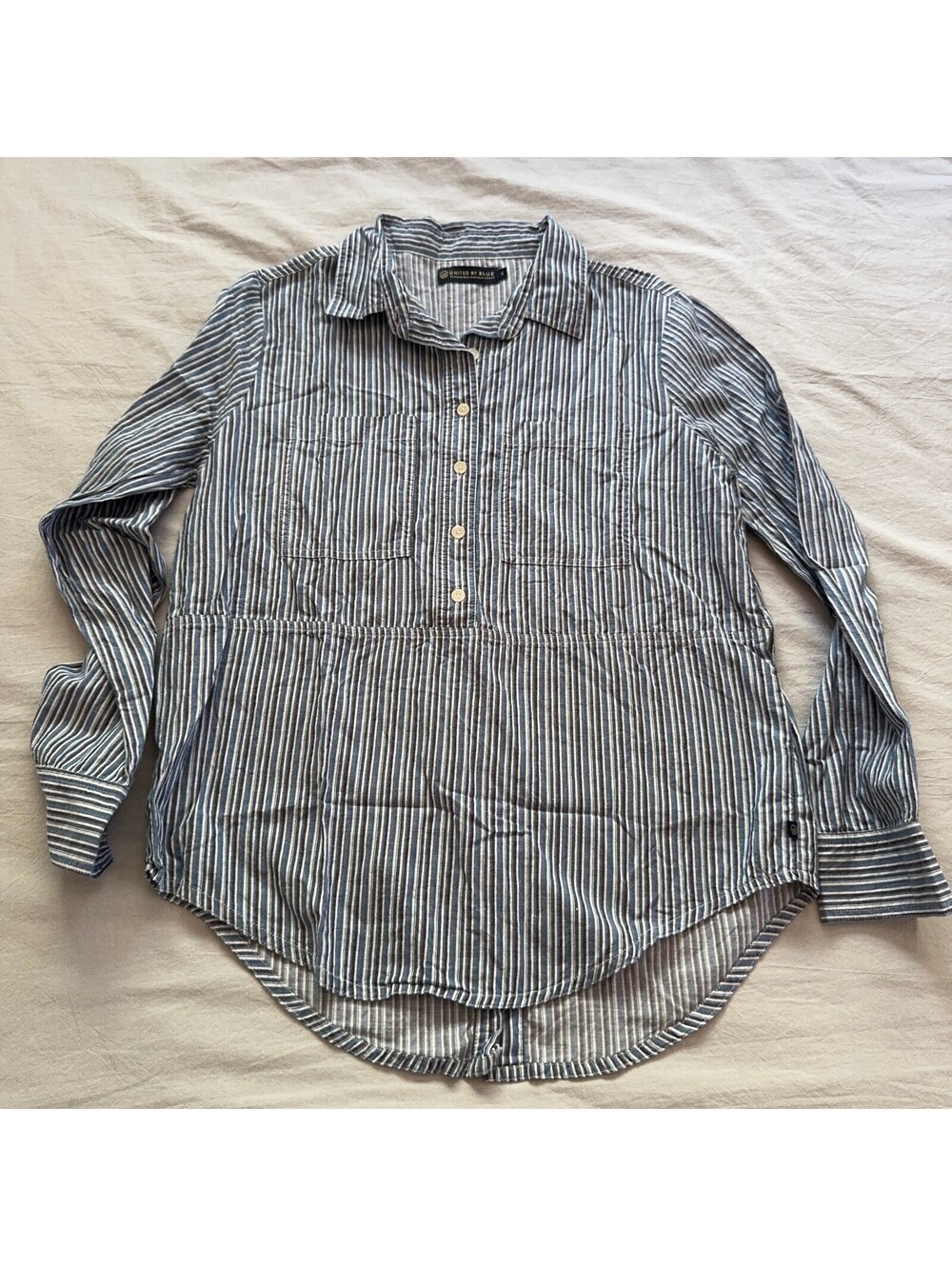 United By Blue Striped Button-Up Shirt Blue White Size S
